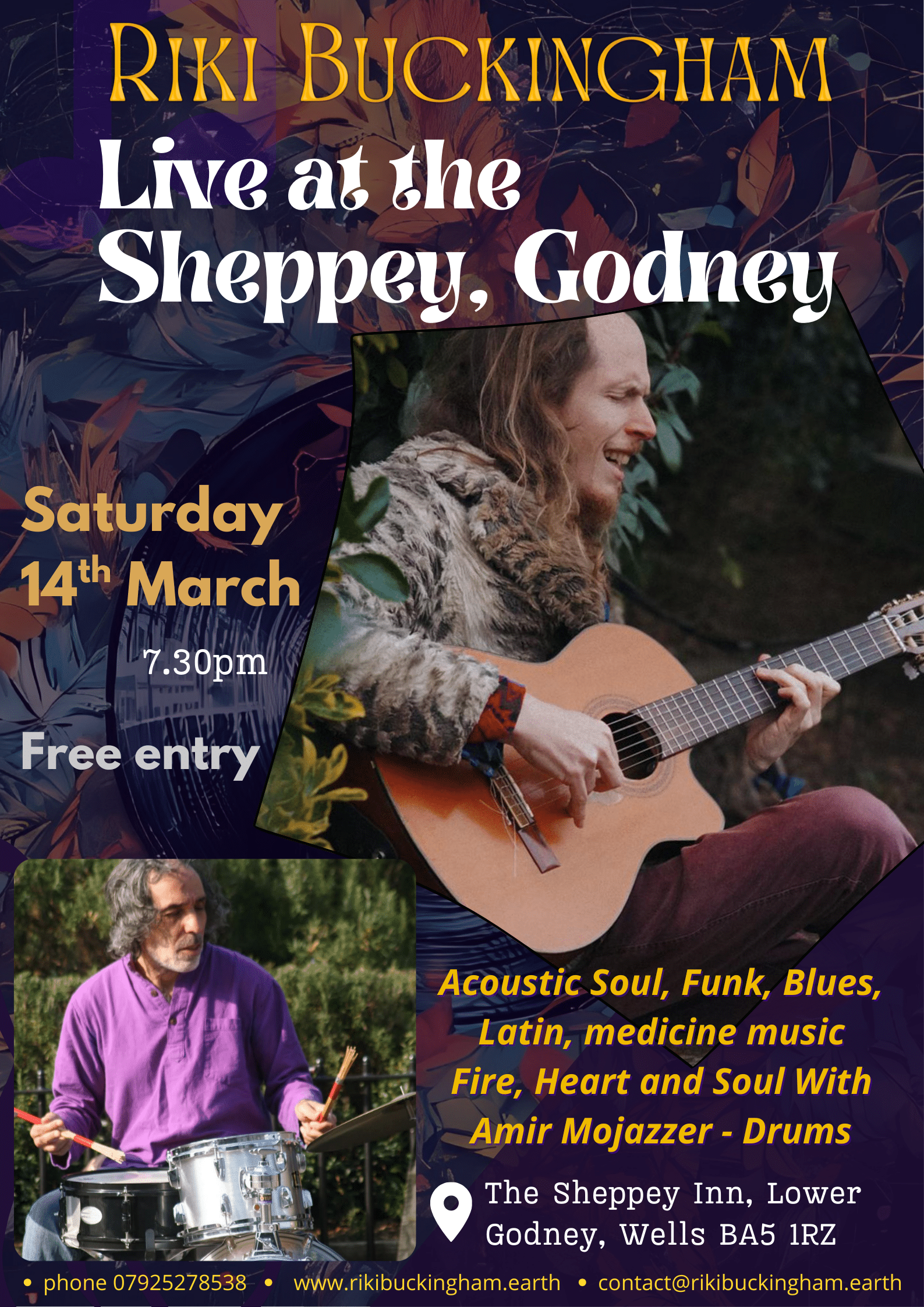 live music poster for Riki Buckingham on the 14th of March