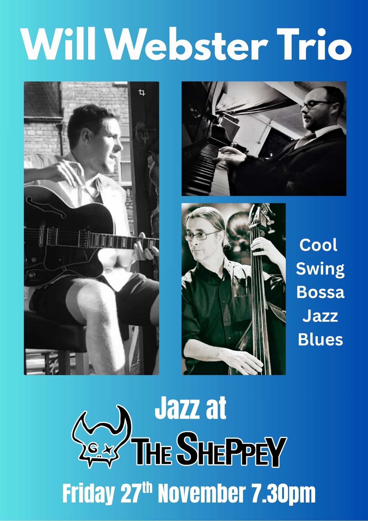 poster for the Will Webster Trio at the Sheppey 27th november