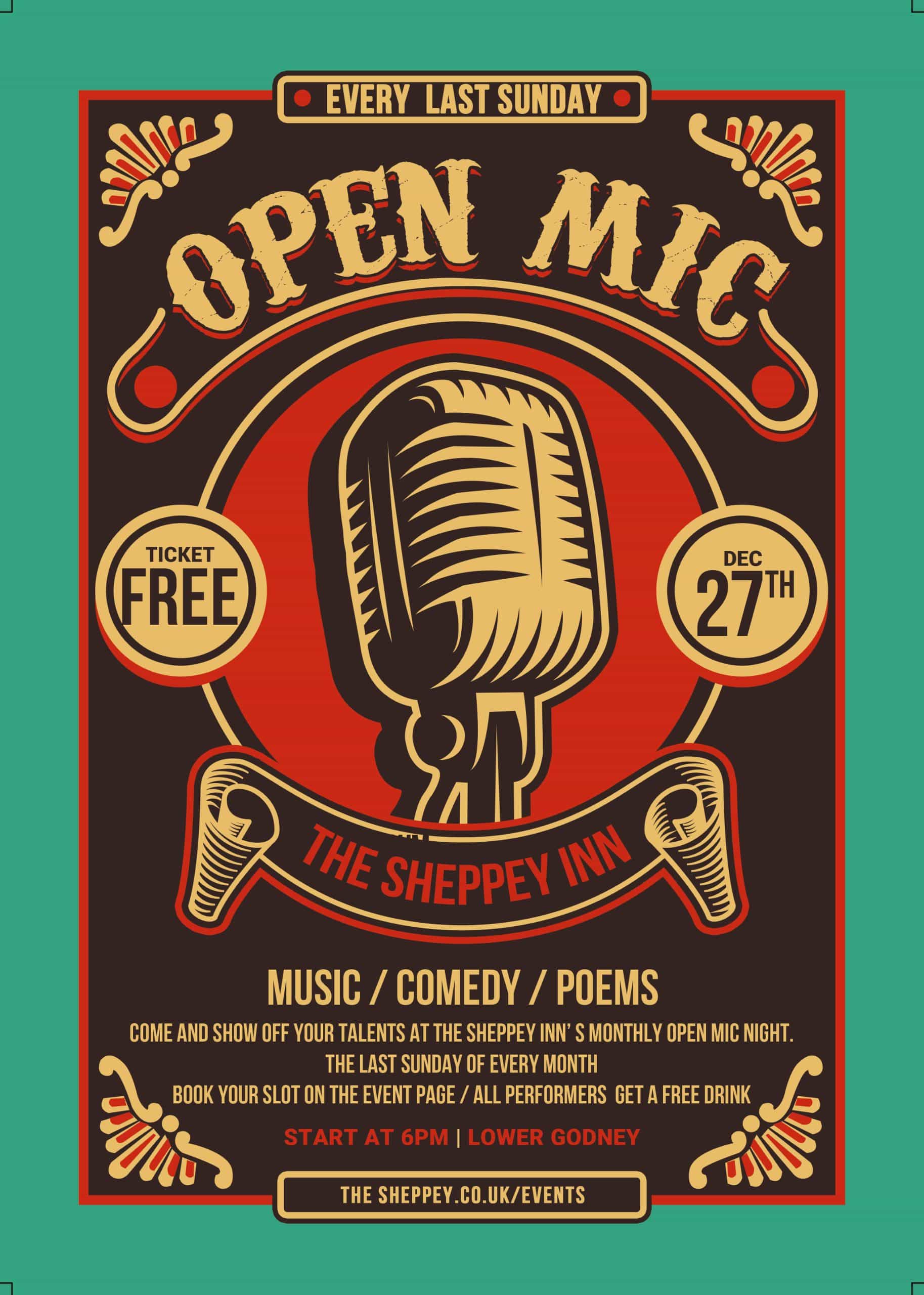 december 27th open mic poster
